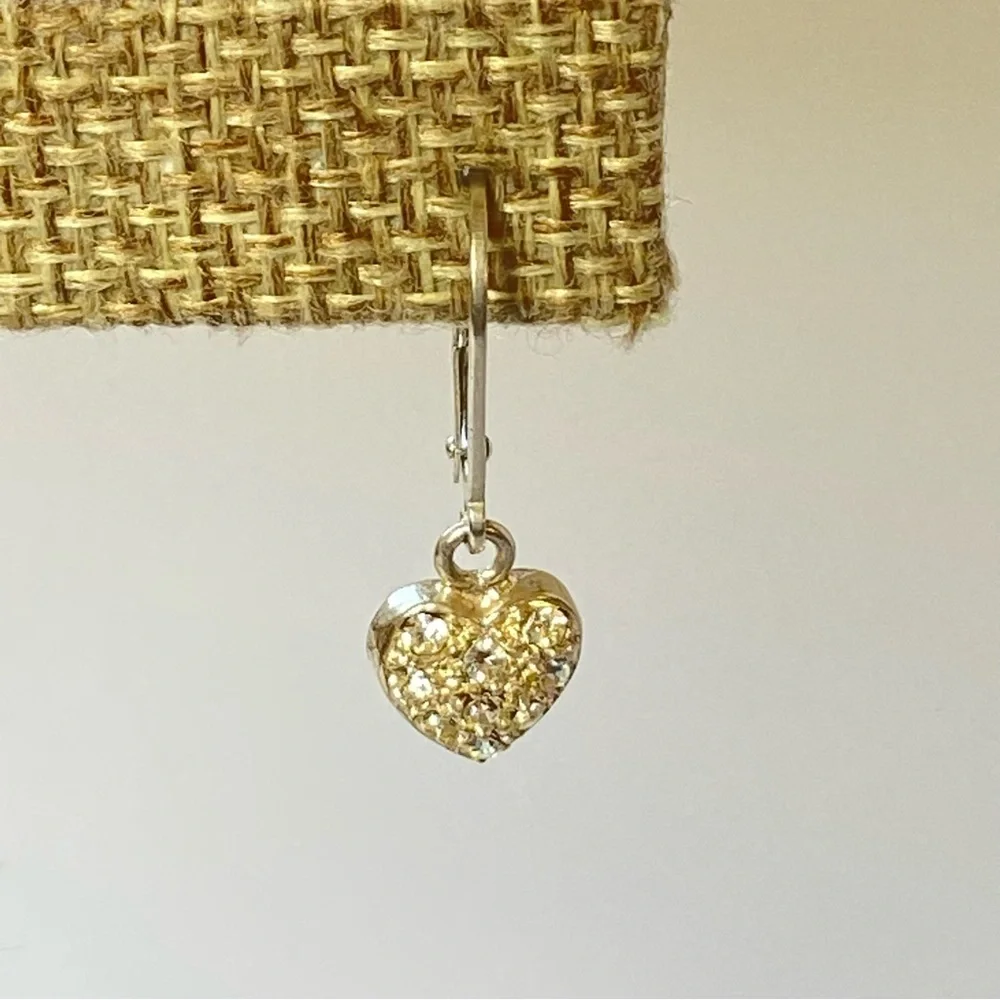 Marsala 925 Dainty Silver Dangling Heart Rhinestone Open Back Leverback Earrings